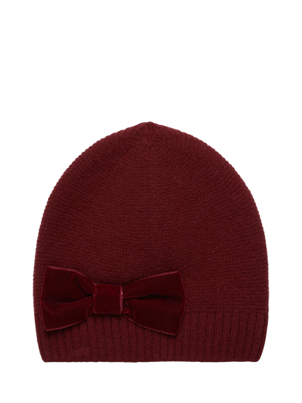 Trotters Kids' Velvet Bow Hat, Burgundy, Burgundy