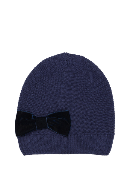 Trotters Kids' Velvet Bow Hat, Navy, Navy