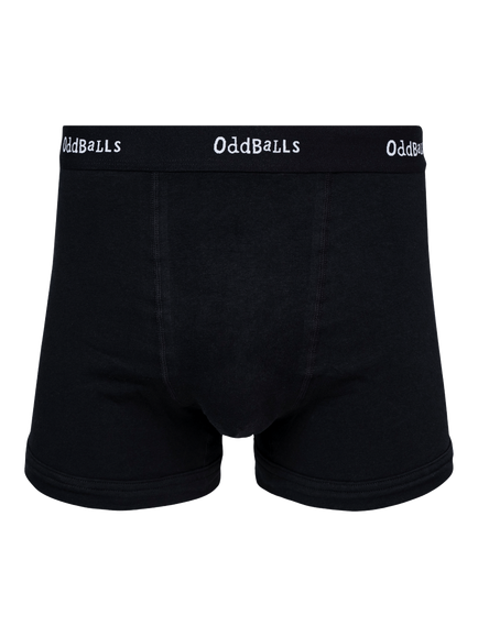 OddBalls Plain & Patterned Stretch Cotton Boxers, Pack of 2, Black/Multi - view 2, Black/Multi