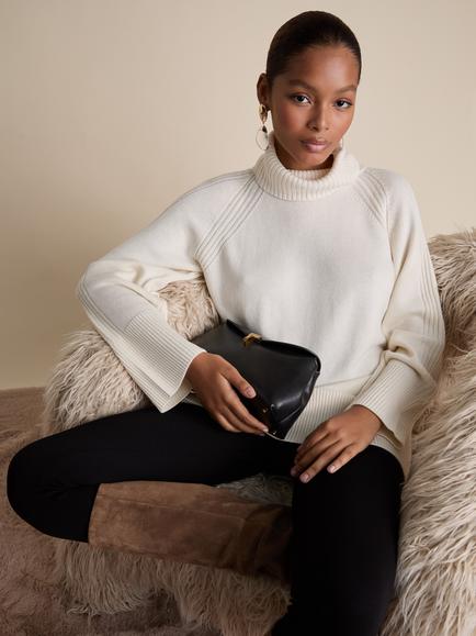 FLORERE Roll Neck Jumper, White - view 2, White