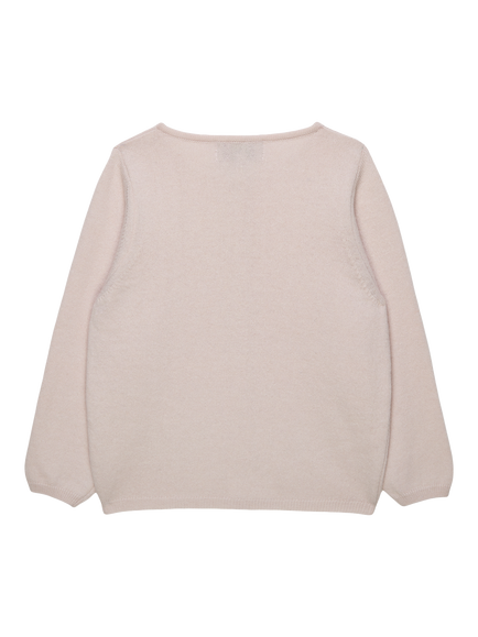 Trotters Kids' Thorpe Heart Cashmere and Merino Wool Cardigan, Pale Pink - view 2, Pale Pink