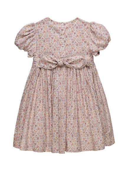Trotters Kids' Carnation Cotton Floral Smocked Party Dress, Pale Pink - view 2, Pale Pink