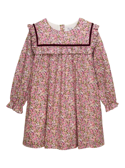 Trotters Kids' Chive Floral Ruffle Dress, Plum, Plum