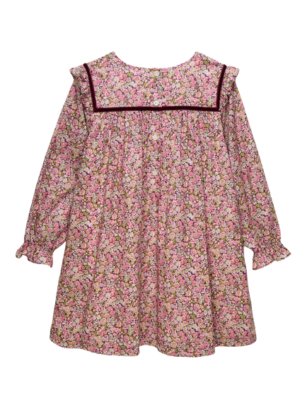 Trotters Kids' Chive Floral Ruffle Dress, Plum - view 2, Plum