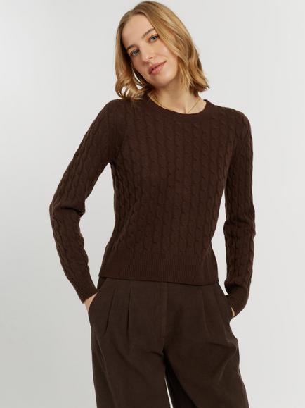 Chinti & Parker Pure Cashmere Cable Knit Jumper, Chocolate