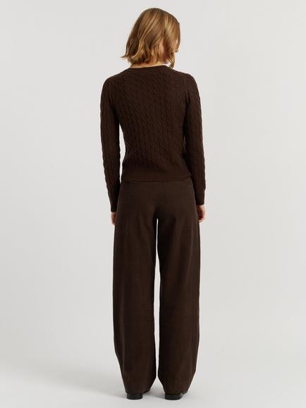 Chinti & Parker Pure Cashmere Cable Knit Jumper - view 2, Chocolate