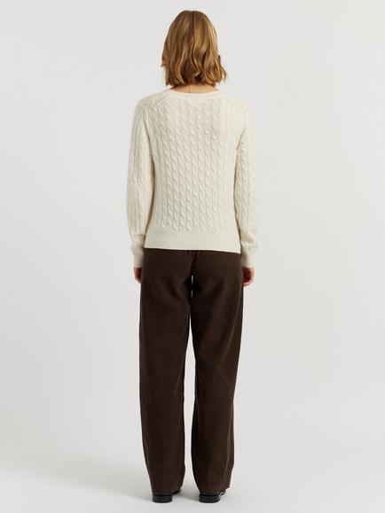 Chinti & Parker Pure Cashmere Cable Knit Jumper - view 2, Cream