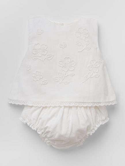 Oat & Marl Baby Dreamcatcher Tunic and Bloomers Set, White, White