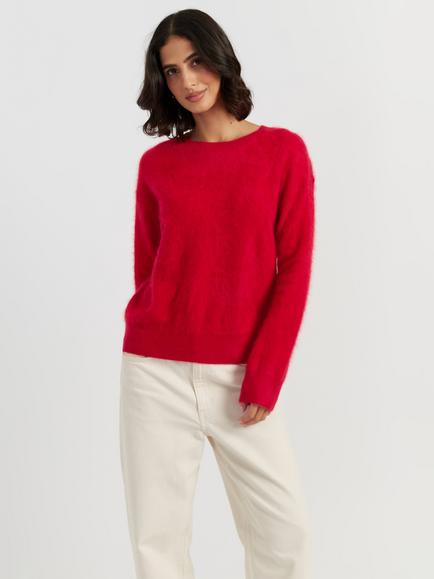 Chinti & Parker Brushed Cashmere Crew Neck Jumper, Velvet Red, Velvet Red
