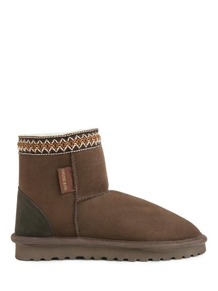 Celtic & Co. Braid Trim Sheepskin Shortie Boots, Chocolate, Chocolate