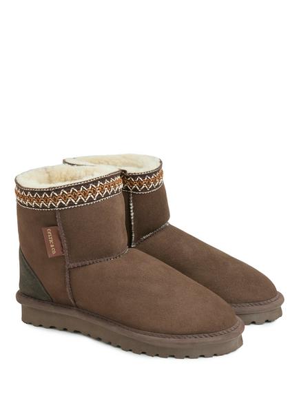 Celtic & Co. Braid Trim Sheepskin Shortie Boots, Chocolate - view 2, Chocolate