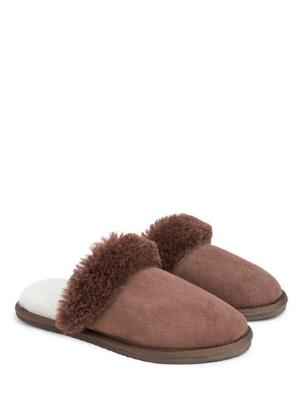 Celtic & Co. Sheepskin Turnback Mule Slippers, Chocolate - view 2, Chocolate
