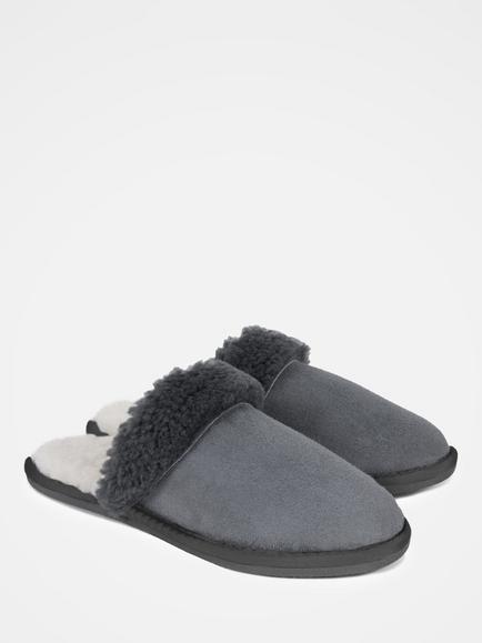 Celtic & Co. Sheepskin Turnback Mule Slippers, Dark Grey - view 2, Dark Grey