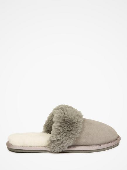 Celtic & Co. Sheepskin Turnback Mule Slippers, Light Grey, Light Grey