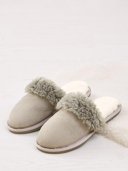 Celtic & Co. Sheepskin Turnback Mule Slippers, Light Grey - view 2, Light Grey
