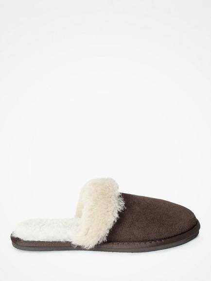 Celtic & Co. Sheepskin Turnback Mule Slippers, Mocca / Cream, Mocca / Cream