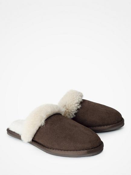 Celtic & Co. Sheepskin Turnback Mule Slippers, Mocca / Cream - view 2, Mocca / Cream