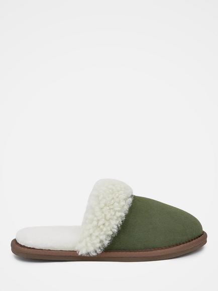 Celtic & Co. Sheepskin Turnback Mule Slippers, Moss, Moss