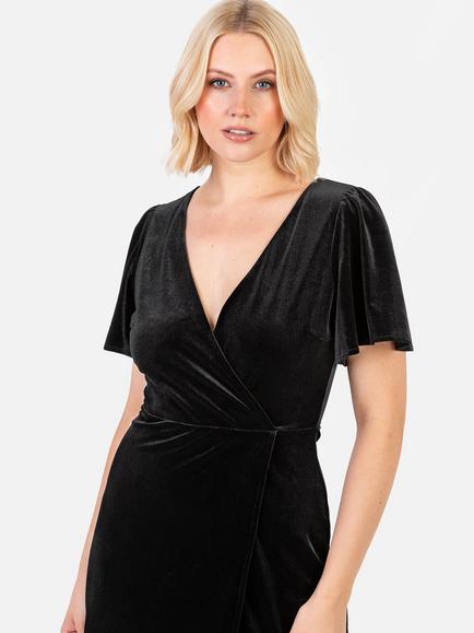 Maya Deluxe Velvet Faux Wrap Maxi Dress, Black - view 2, Black