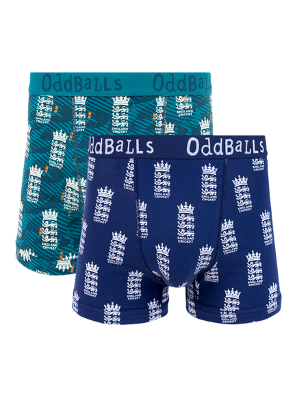OddBalls England Cricket Stretch Cotton Boxers, Pack of 2, Multi, Multi