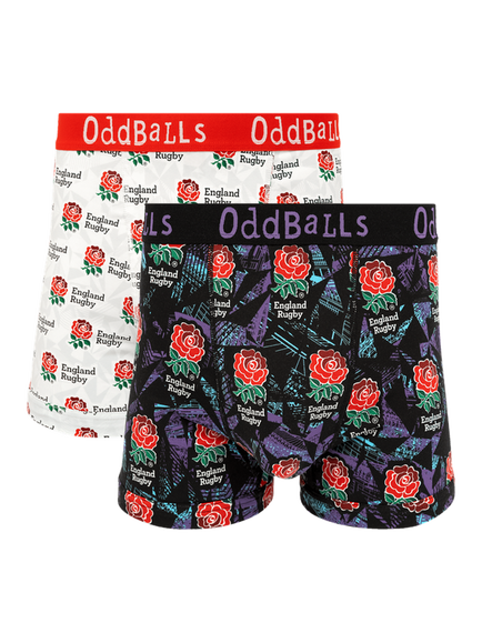 OddBalls England Rugby Stretch Cotton Boxers, Pack of 2, Multi, Multi