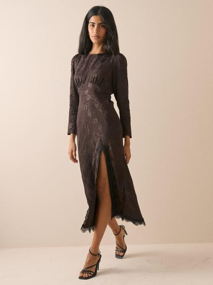 Nobody's Child Jamie Jacquard Midi Dress, Brown, Brown