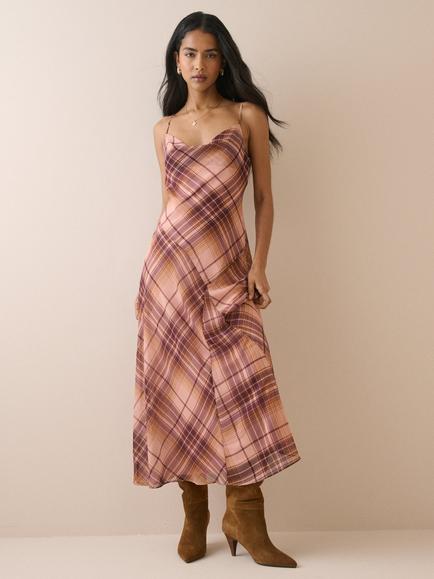 Nobody's Child Motsi Sleeveless Tartan Check Midi Dress, Red/Multi, Red Multi
