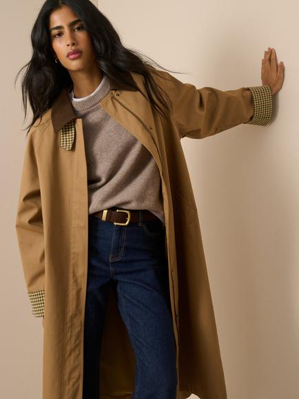 Nobody's Child Freddie Corduroy Funnel Neck Longline Barn Coat, Beige - view 2, Beige