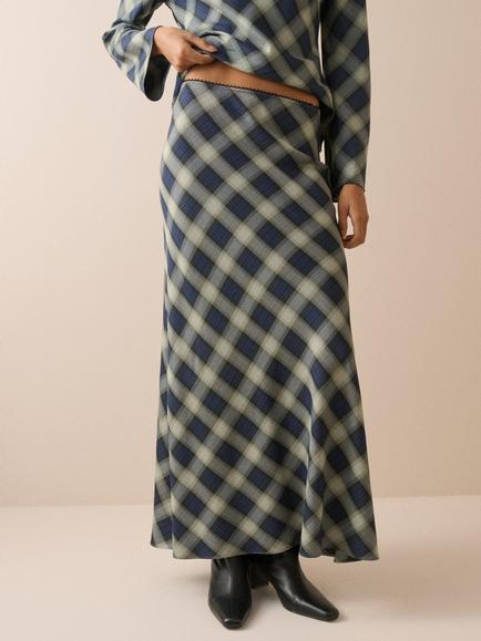 Nobody's Child Otto Check Maxi Skirt, Blue - view 2, Blue
