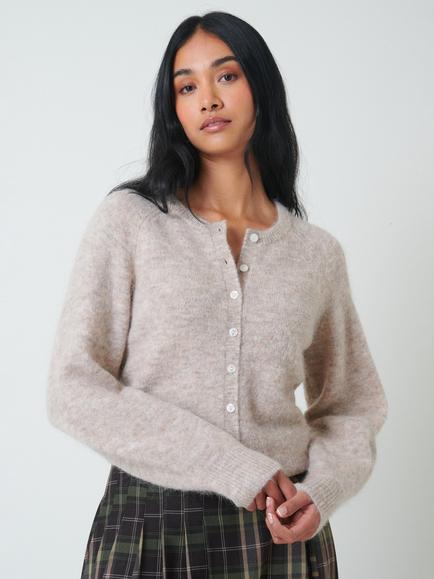Nobody's Child Soft Knit Round Neck Cardigan, Beige