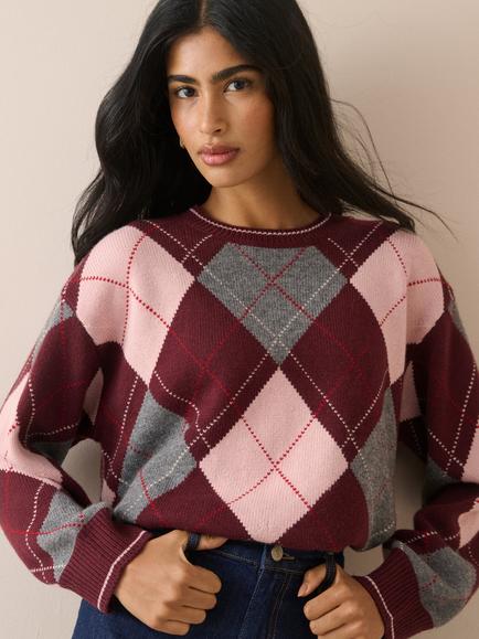 Nobody's Child Argyle Wool Blend Knit Jumper, Multi, Multi