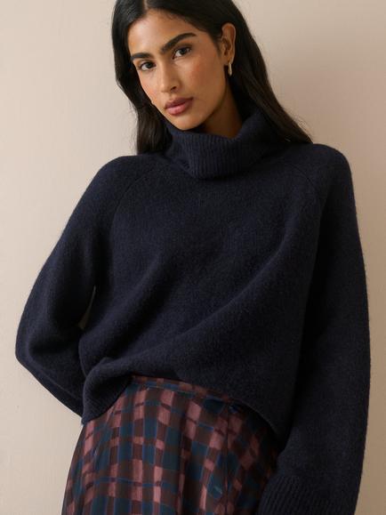 Nobody's Child Roll Neck Knit Oversized Jumper, Navy, Navy