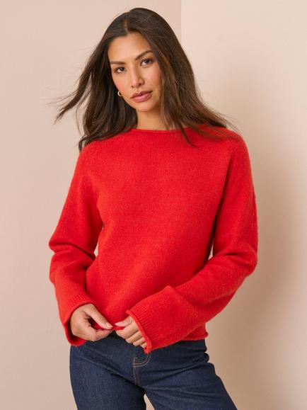 Nobody's Child Boat Neck Jumper, Red - view 2, Red