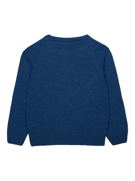Trotters Kids' Wool Blend Lancelot Jumper, Denim Blue - view 2, Denim Blue