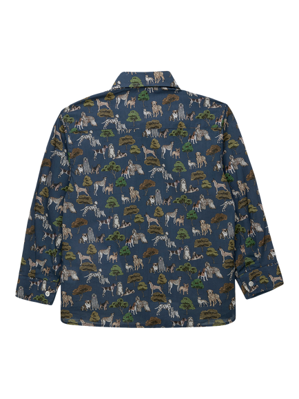 Trotters Kids' Hyde Park Hounds Long Sleeve Shirt, Navy - view 2, Navy