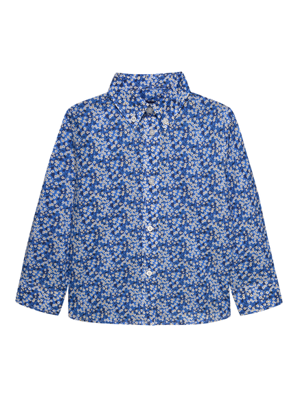Trotters Kids' Mitsi Printed Cotton Shirt, Blue, Blue