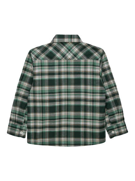 Trotters Kids' Oliver Cotton Check Shirt, Green - view 2, Green