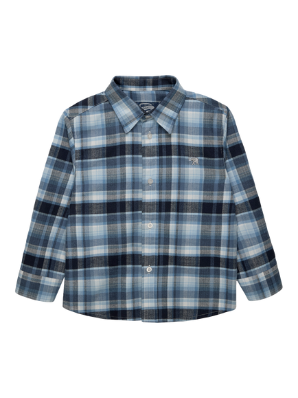 Trotters Kids' Oliver Cotton Check Shirt, Navy, Navy