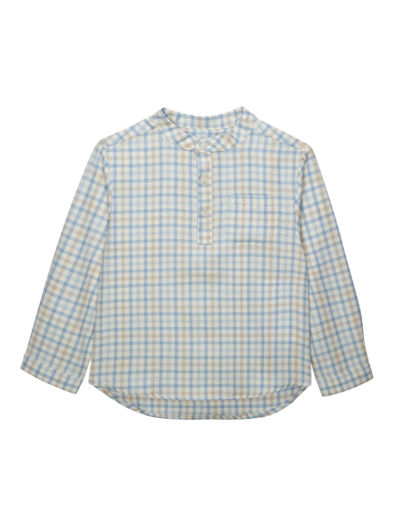 Trotters Kids' Oscar Collarless Shirt, Pale Blue, Pale Blue