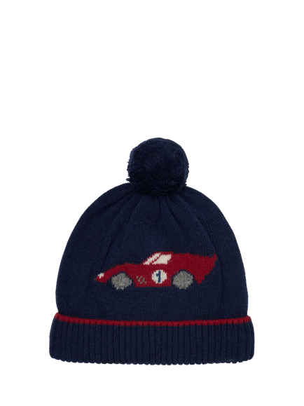Trotters Kids' Sebastian Car Wool Blend Hat, Navy/Multi, Navy/Multi