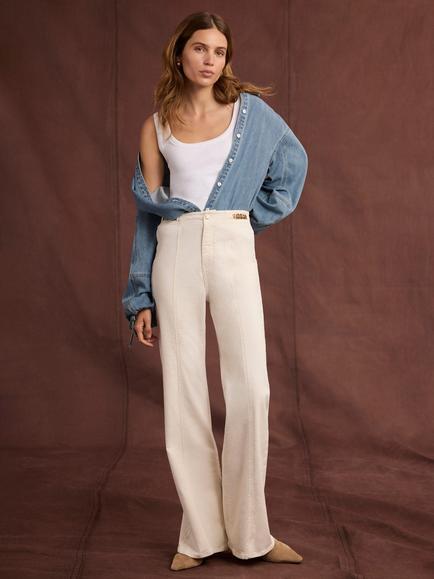 Mint Velvet Denim Flared Jeans, Natural Cream, Natural Cream