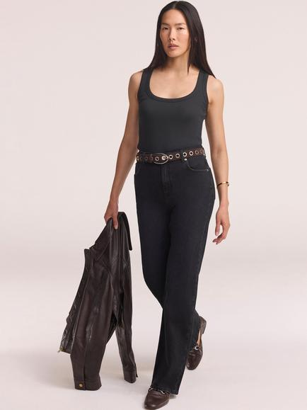 Mint Velvet Straight Leg Jeans, Black - view 2, Black