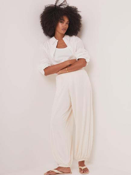 Mint Velvet Jersey Balloon Trousers, Ivory, Ivory