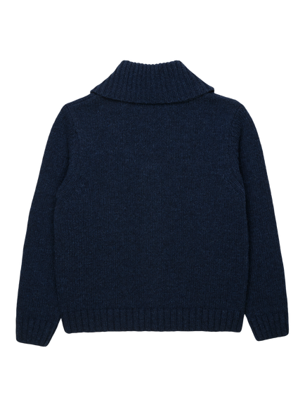 Trotters Kids' Wool Blend Knight & Dragon Shawl Collar Cardigan, Navy - view 2, Navy