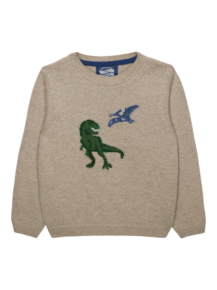 Trotters Kids' T-Rex and Pterodactyl Jumper, Oatmeal, Oatmeal