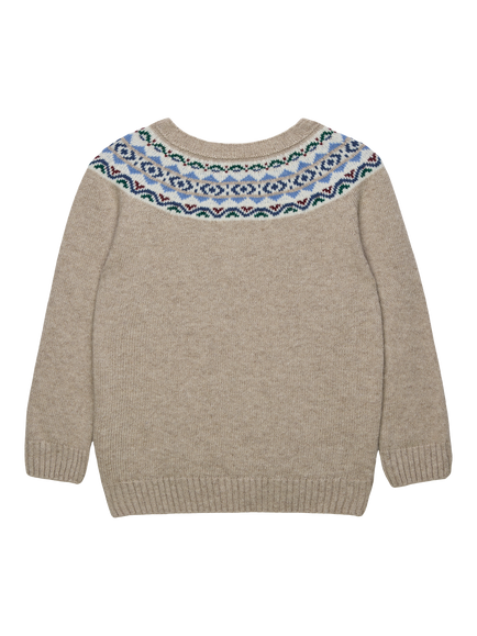 Trotters Kids' Frankie Crew Neck Fair Isle Jumper, Oatmeal - view 2, Oatmeal