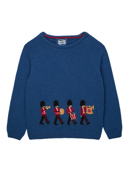 Trotters Kids' Wool Blend Guardsmen Band Jumper, Denim Blue, Denim Blue