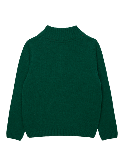 Trotters Kids' Henry Wool Blend Car Half-Zip Jumper, Green - view 2, Green