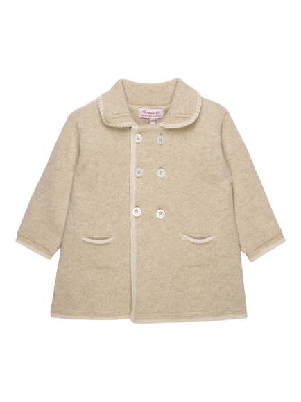 Trotters Baby Alexandra Wool Mix Knitted Coat, Oatmeal, Oatmeal