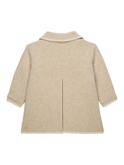 Trotters Baby Alexandra Wool Mix Knitted Coat, Oatmeal - view 2, Oatmeal